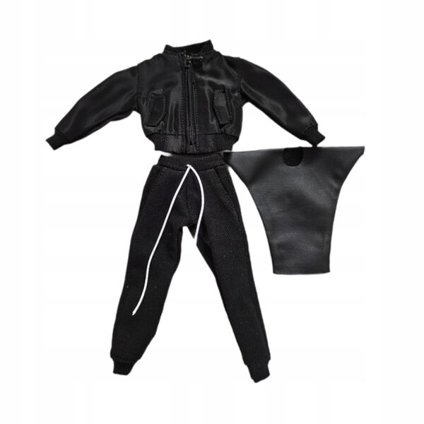 1/12 männliches Bekleidungsset für 6''-Figuren mit schwarzer Jacke, Hose und T-Shirt