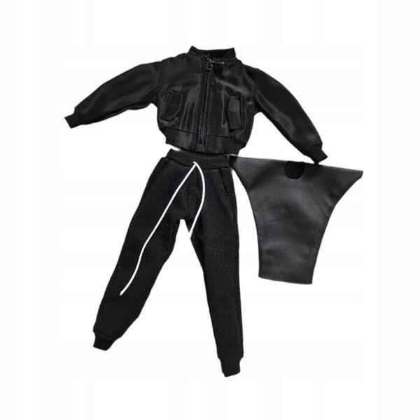 1/12 männliches Bekleidungsset für 6''-Figuren mit schwarzer Jacke, Hose und T-Shirt