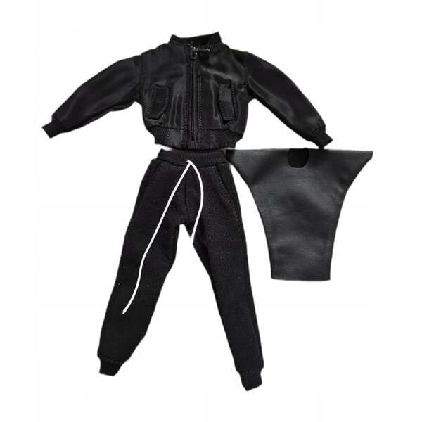 1/12 männliches Bekleidungsset für 6''-Figuren mit schwarzer Jacke, Hose und T-Shirt