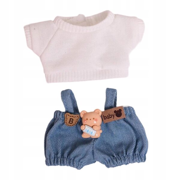 Set 2 Abiti in Tessuto per Bambole 15 cm Pantaloni con Bretelle e T-shirt