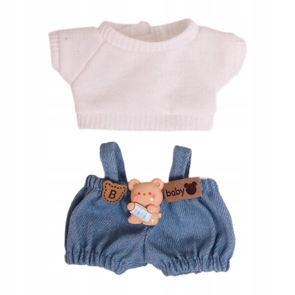 Set 2 Abiti in Tessuto per Bambole 15 cm Pantaloni con Bretelle e T-shirt