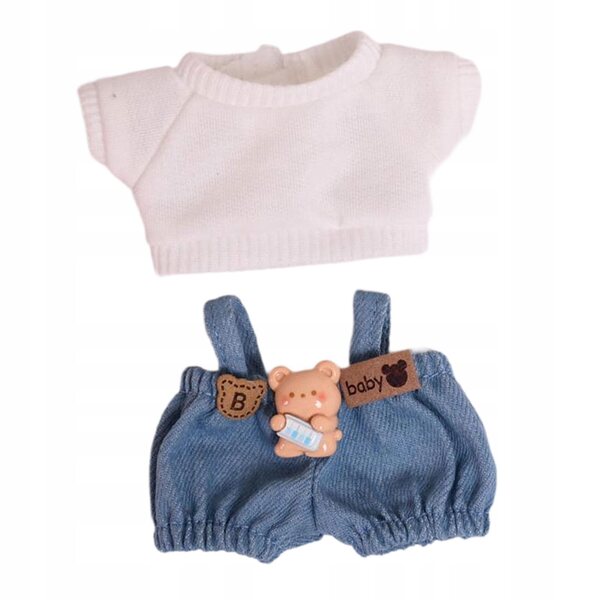 Set 2 Abiti in Tessuto per Bambole 15 cm Pantaloni con Bretelle e T-shirt