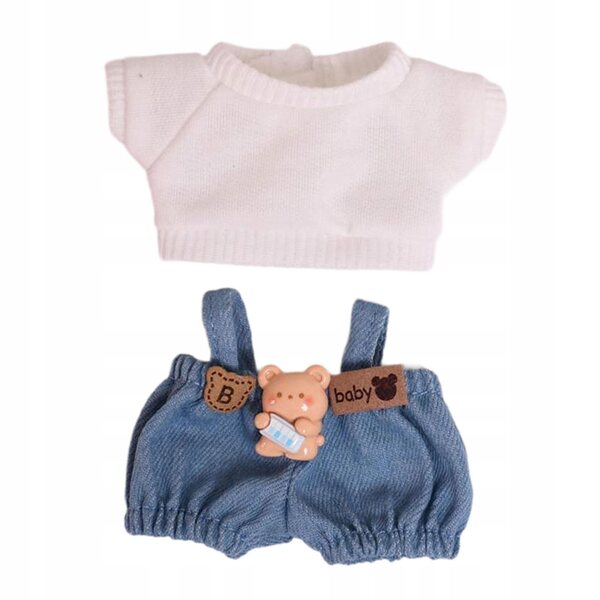 Set 2 Abiti in Tessuto per Bambole 15 cm Pantaloni con Bretelle e T-shirt
