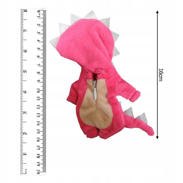 16-cm-Puppenkleid mit rosa Dinosaurier-Design und einfach zu tragendem Reißverschluss