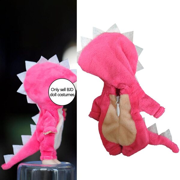 16-cm-Puppenkleid mit rosa Dinosaurier-Design und einfach zu tragendem Reißverschluss