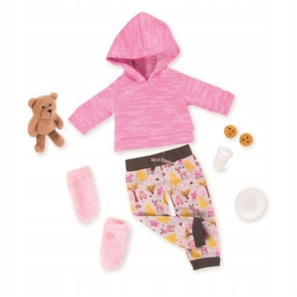 Deluxe Stoff-Pyjama-Set mit Bär für 46 cm große Our Generation Puppen
