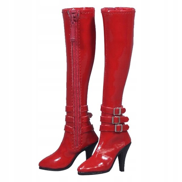 Rote High Heel Botine für 12 Zoll PU Leder 1:6 Puppen