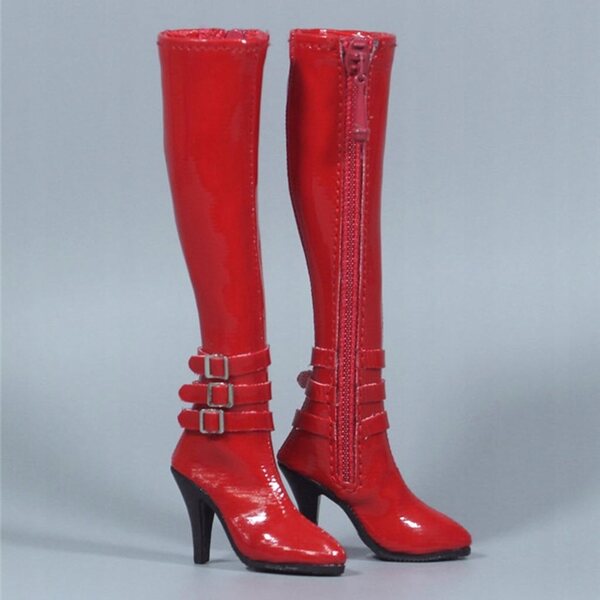 Rote High Heel Botine für 12 Zoll PU Leder 1:6 Puppen