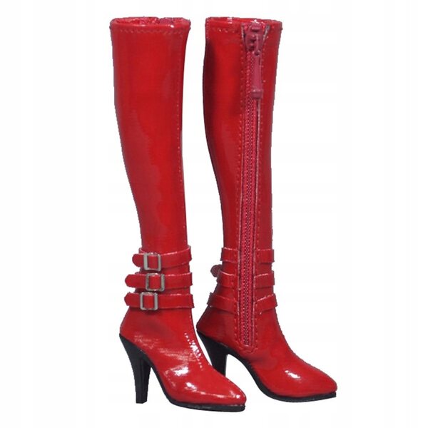 Rote High Heel Botine für 12 Zoll PU Leder 1:6 Puppen