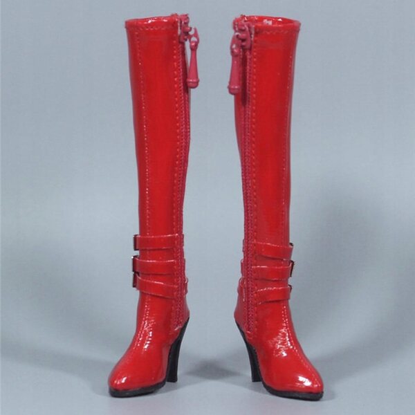 Rote High Heel Botine für 12 Zoll PU Leder 1:6 Puppen