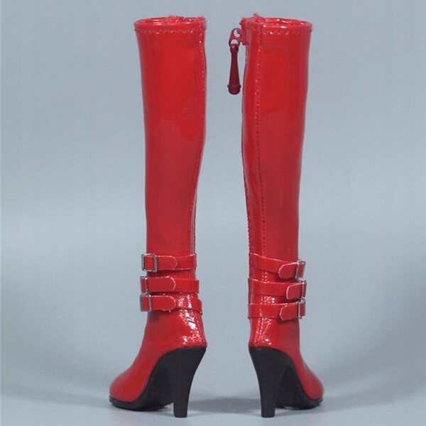 Rote High Heel Botine für 12 Zoll PU Leder 1:6 Puppen