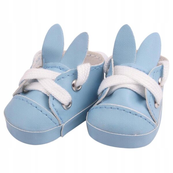 Hellblaue PU-Schuhe für 14,5-Zoll-Puppen im Kaninchen- und Spitzenstil