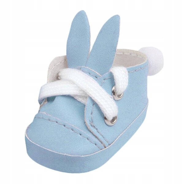 Hellblaue PU-Schuhe für 14,5-Zoll-Puppen im Kaninchen- und Spitzenstil