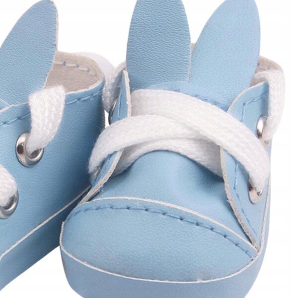 Hellblaue PU-Schuhe für 14,5-Zoll-Puppen im Kaninchen- und Spitzenstil
