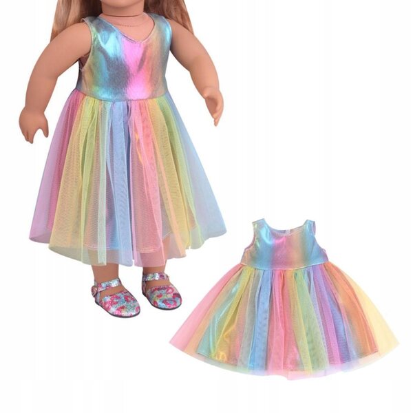 Buntes Baumwollkleid für 18-Zoll-Puppen, Mode- und Partykleid
