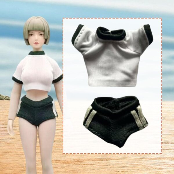 Oshhni Abbigliamento 1/12 per Action Figure femminili: Maglietta e Pantaloncini Sportivi Verdi