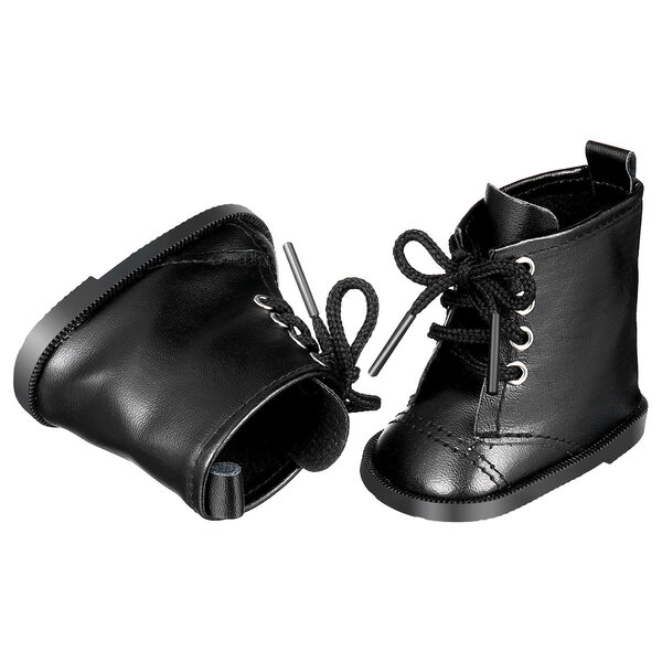 1 Paar schwarze PU-Mini-Stiefeletten für 18-Zoll-Puppen – modisches Accessoire