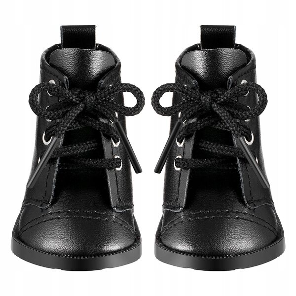 1 Paar schwarze PU-Mini-Stiefeletten für 18-Zoll-Puppen – modisches Accessoire