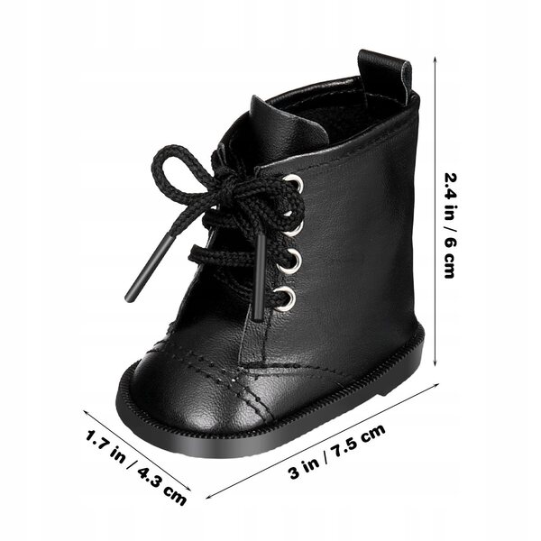 1 Paar schwarze PU-Mini-Stiefeletten für 18-Zoll-Puppen – modisches Accessoire