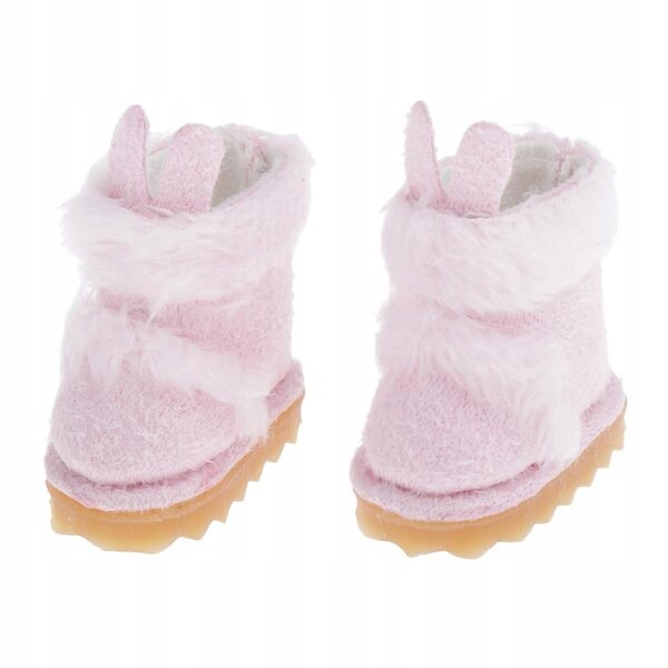 Scarpe da bambola di peluche con lunghe orecchie di coniglio rosa per bambole OB11 da 20 cm