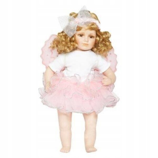 Rosafarbenes Feen-Puppenkleid mit Flügeln und Schleifenstirnband, 40–51 cm