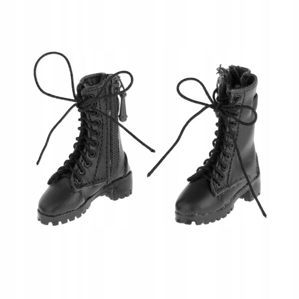 Damen-Lederschuhe mit 1/6-Reißverschluss für 12-Zoll-Figuren, handgefertigt in Schwarz