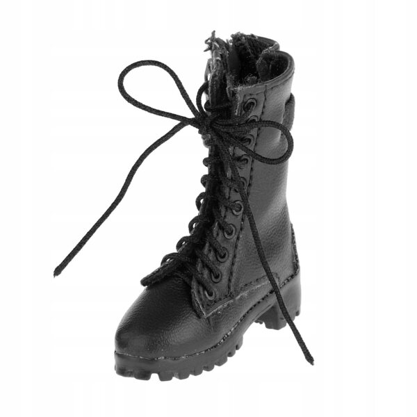 Damen-Lederschuhe mit 1/6-Reißverschluss für 12-Zoll-Figuren, handgefertigt in Schwarz