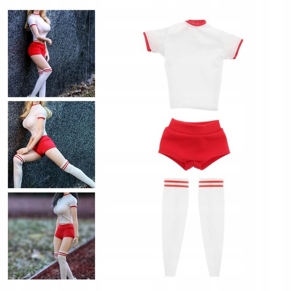 3-teiliges Set Schuluniform 1/6 Mädchen rote Kleidung handgefertigt