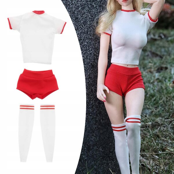 3-teiliges Set Schuluniform 1/6 Mädchen rote Kleidung handgefertigt