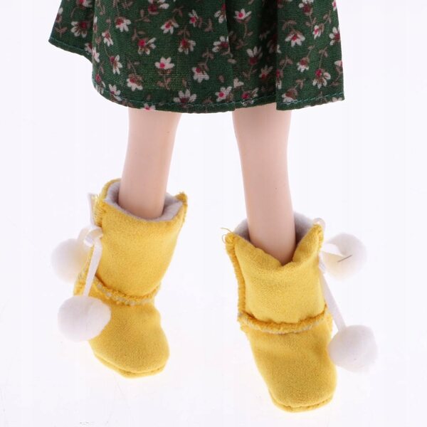 Gelbe Schuhe für 12'' Blythe-Puppen, handgefertigt aus weichem Stoff