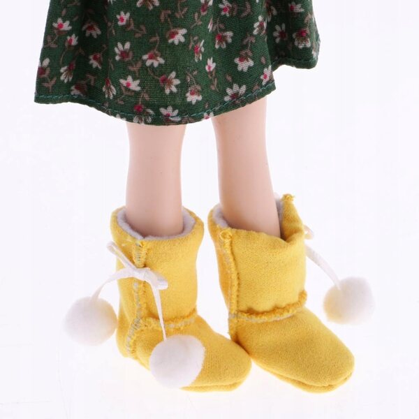 Gelbe Schuhe für 12'' Blythe-Puppen, handgefertigt aus weichem Stoff