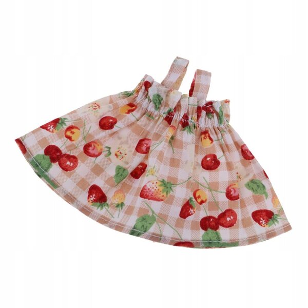 Gonna a palloncino e gilet per bambole 1/6 con motivo a ciliegie, fatto a mano