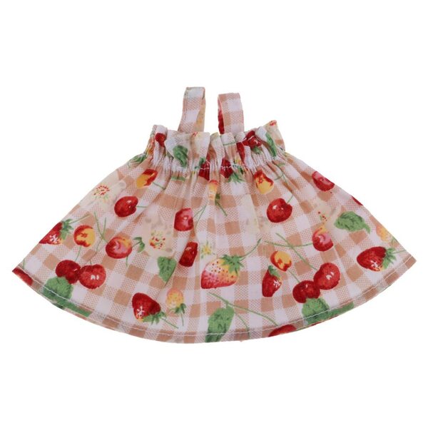 Gonna a palloncino e gilet per bambole 1/6 con motivo a ciliegie, fatto a mano