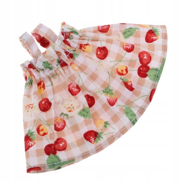 Gonna a palloncino e gilet per bambole 1/6 con motivo a ciliegie, fatto a mano