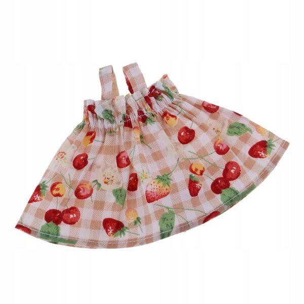 Gonna a palloncino e gilet per bambole 1/6 con motivo a ciliegie, fatto a mano