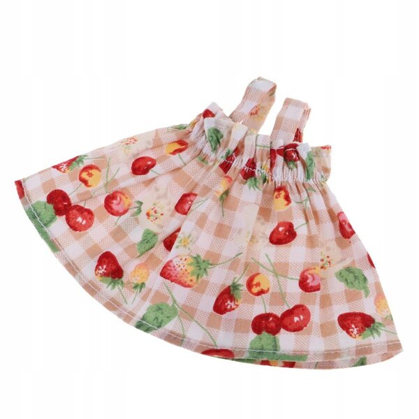 Gonna a palloncino e gilet per bambole 1/6 con motivo a ciliegie, fatto a mano