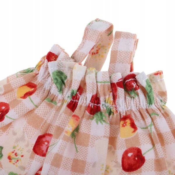 Gonna a palloncino e gilet per bambole 1/6 con motivo a ciliegie, fatto a mano