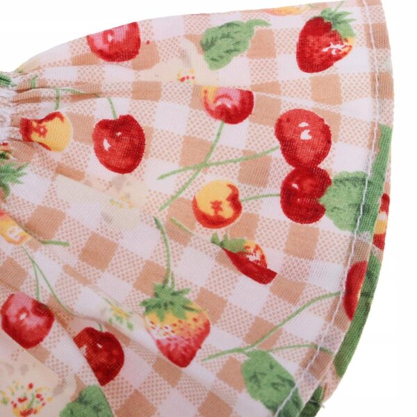 Gonna a palloncino e gilet per bambole 1/6 con motivo a ciliegie, fatto a mano