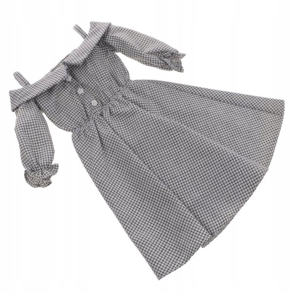 Schwarz-weiß kariertes Kleid für schulterfreie 1/3-BJD-Puppen