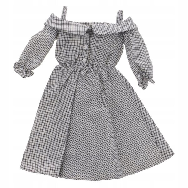 Schwarz-weiß kariertes Kleid für schulterfreie 1/3-BJD-Puppen