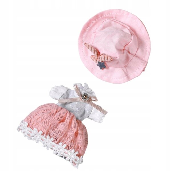 BJD 14cm Puppenkleidungsset rote Kleidung mit Haarschmuck