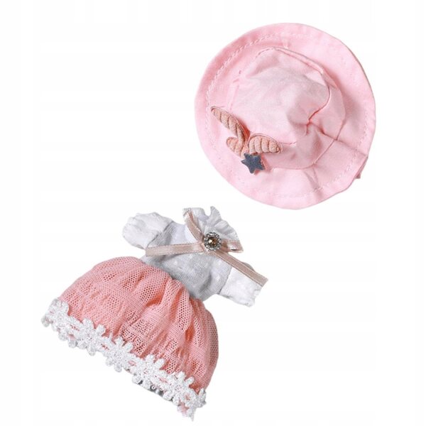 BJD 14cm Puppenkleidungsset rote Kleidung mit Haarschmuck