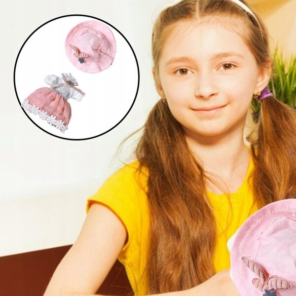 BJD 14cm Puppenkleidungsset rote Kleidung mit Haarschmuck