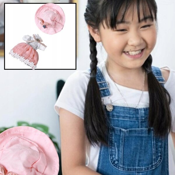 BJD 14cm Puppenkleidungsset rote Kleidung mit Haarschmuck
