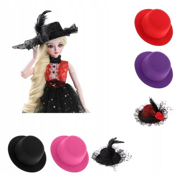 Cylinder in feltro per bambole BJD 1/3 - cappello classico elegante viola