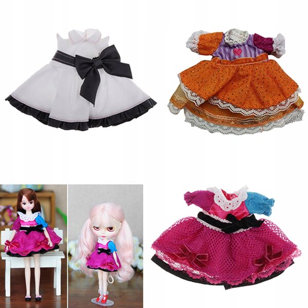 1:6 Prinzessinnenkleid für Blythe- und BJD-Puppen – 3-teiliges Set