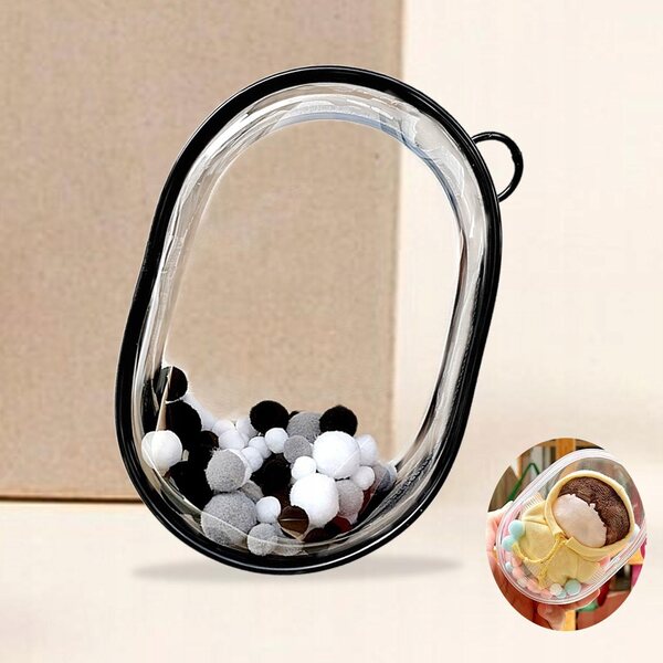Torba trasparente per bambole 15-20 cm con zip e palline nere - taglia M
