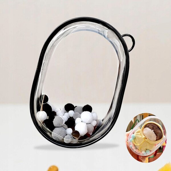 Torba trasparente per bambole 15-20 cm con zip e palline nere - taglia M