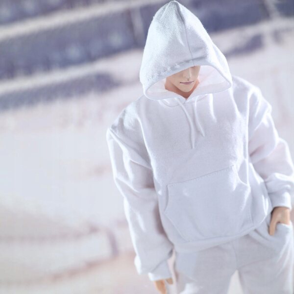 1/6 Kleidung für 12-Zoll-Figuren: weißer Kapuzenpullover und weiße Hose