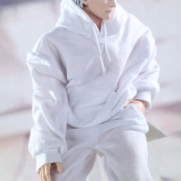 1/6 Kleidung für 12-Zoll-Figuren: weißer Kapuzenpullover und weiße Hose